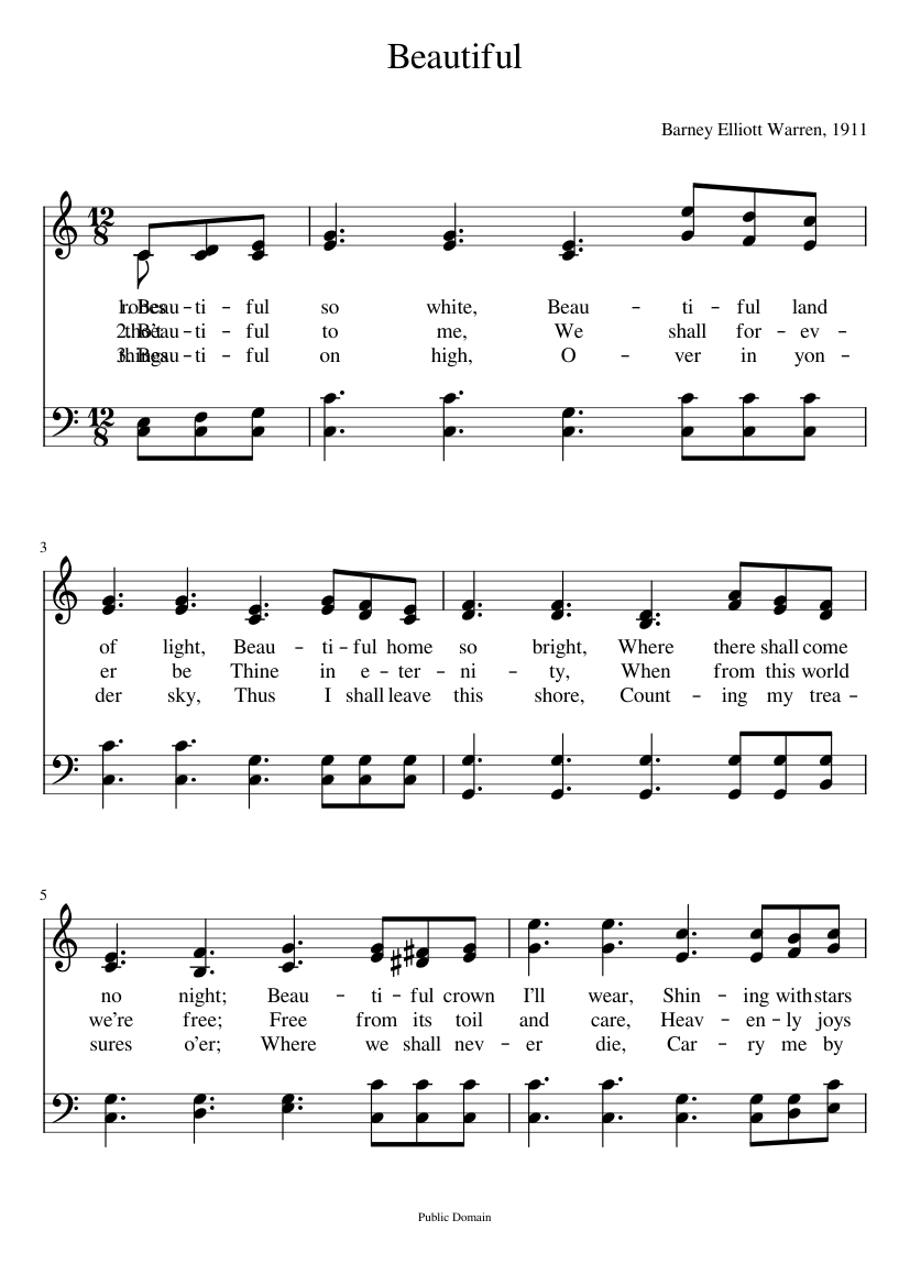 Beautiful robes so white Barney Elliott Warren Sheet music for Piano