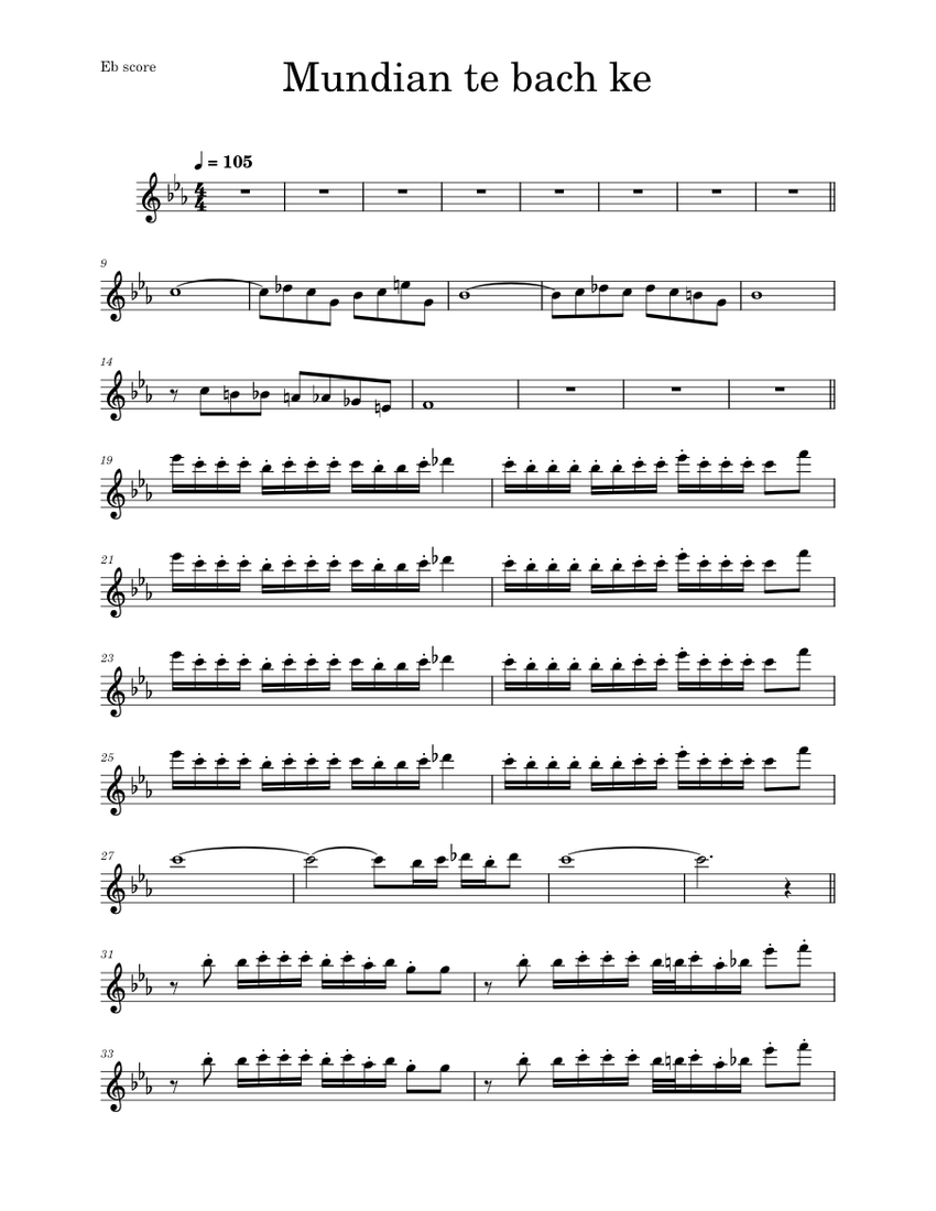 Mundian Te Bach Ke Panjabi MC ALTO SAX RMX Sheet Music For 