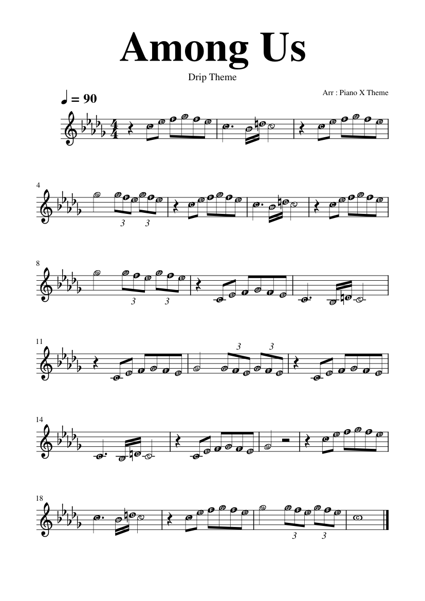 Among Us Drip Bensound Among Us Drip Theme One hand Sheet music for Piano (Solo) Easy