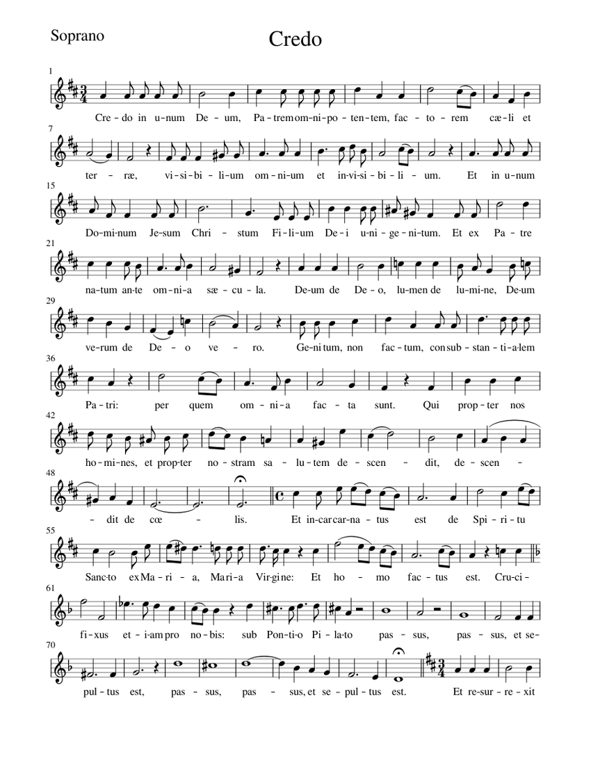 Salieri Credo Soprano Sheet music for Piano (Solo) | Download and print ...