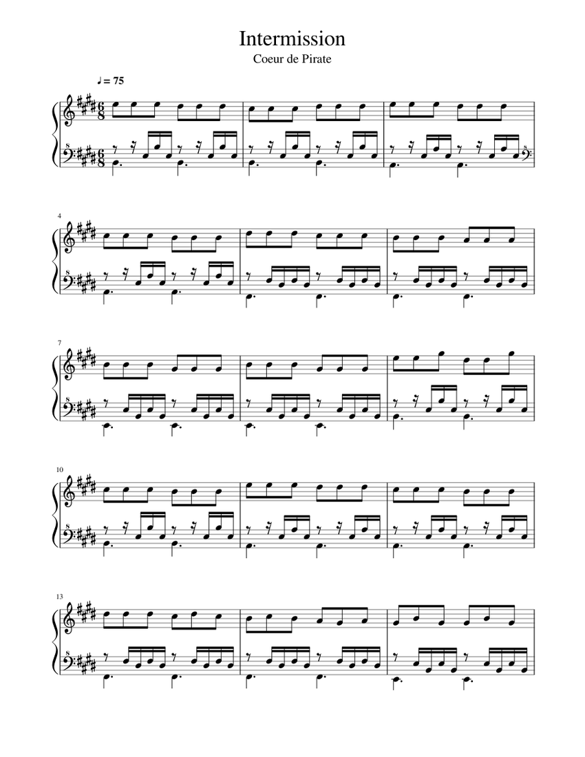 Coeur de Pirate -- Intermission Sheet music for Piano (Solo) | Musescore.com