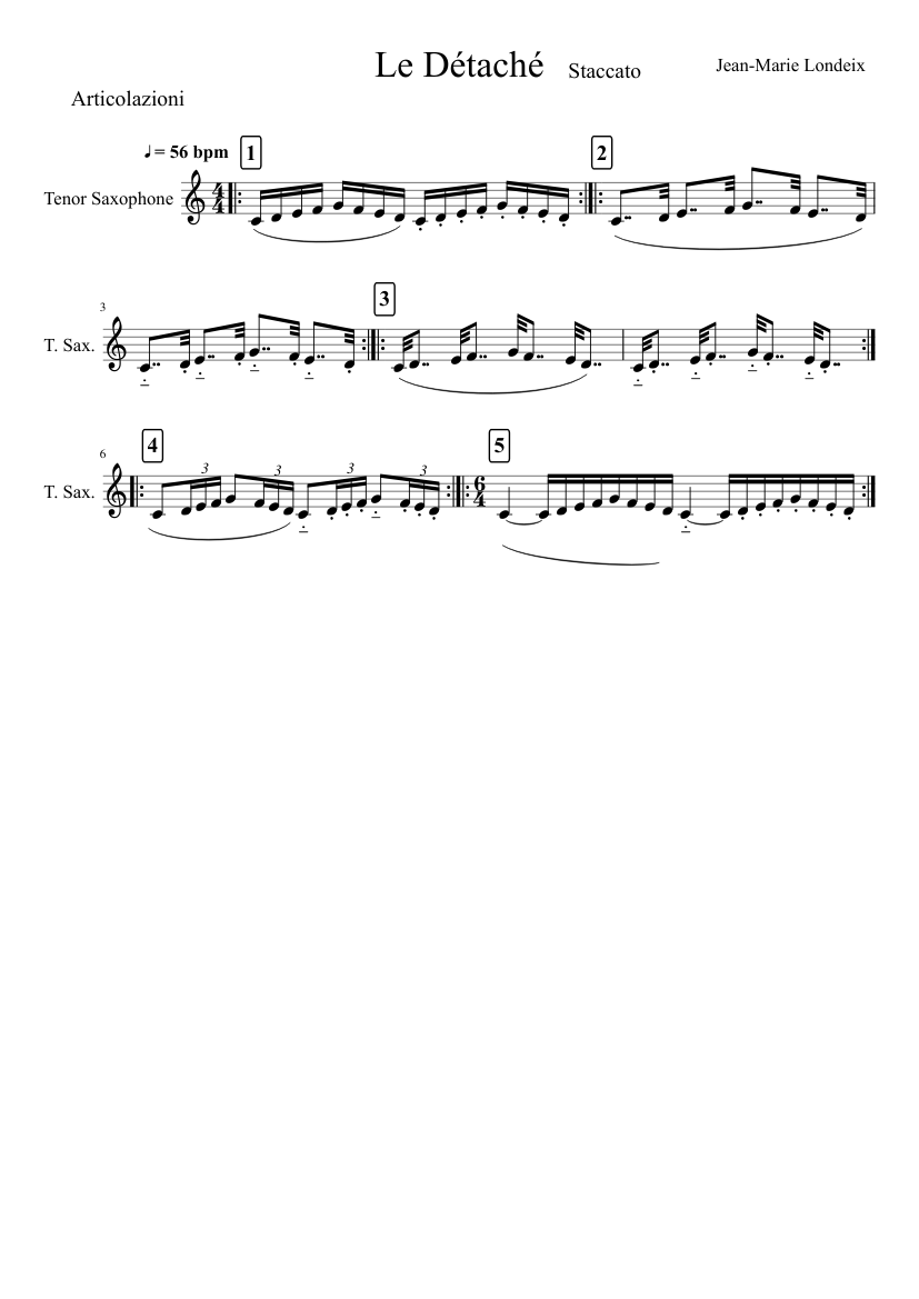 Le Détaché Sheet music for Saxophone tenor (Solo) | Musescore.com