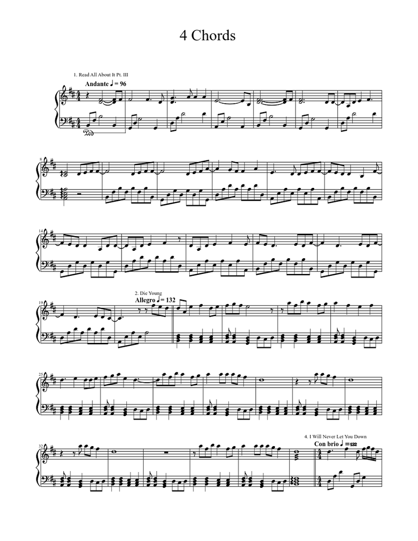 4 Chords Sheet music for Piano (Solo) | Musescore.com