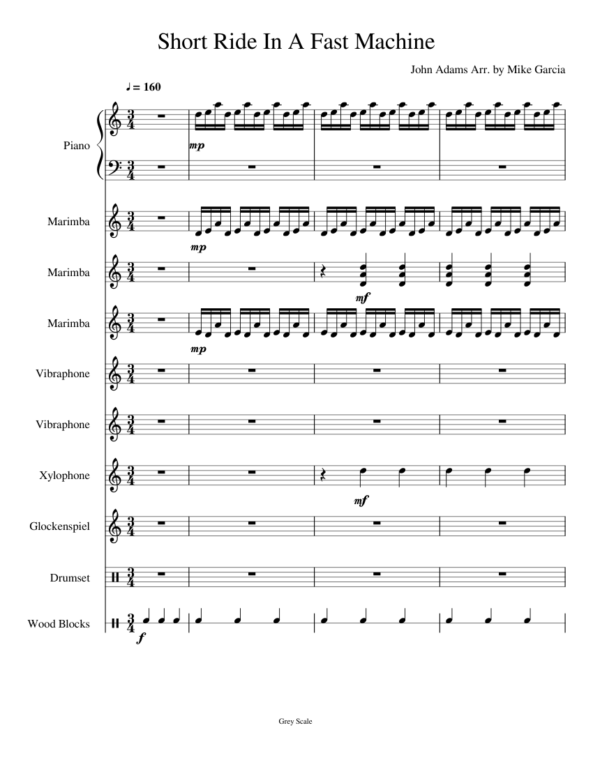 Short Ride In A Fast Machine Sheet music for Piano, Vibraphone ...