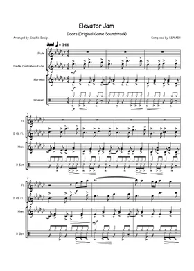 DOORS SEEK CHASE Sheet music for Violin, Bass guitar, Drum group,  Synthesizer (String Ensemble)
