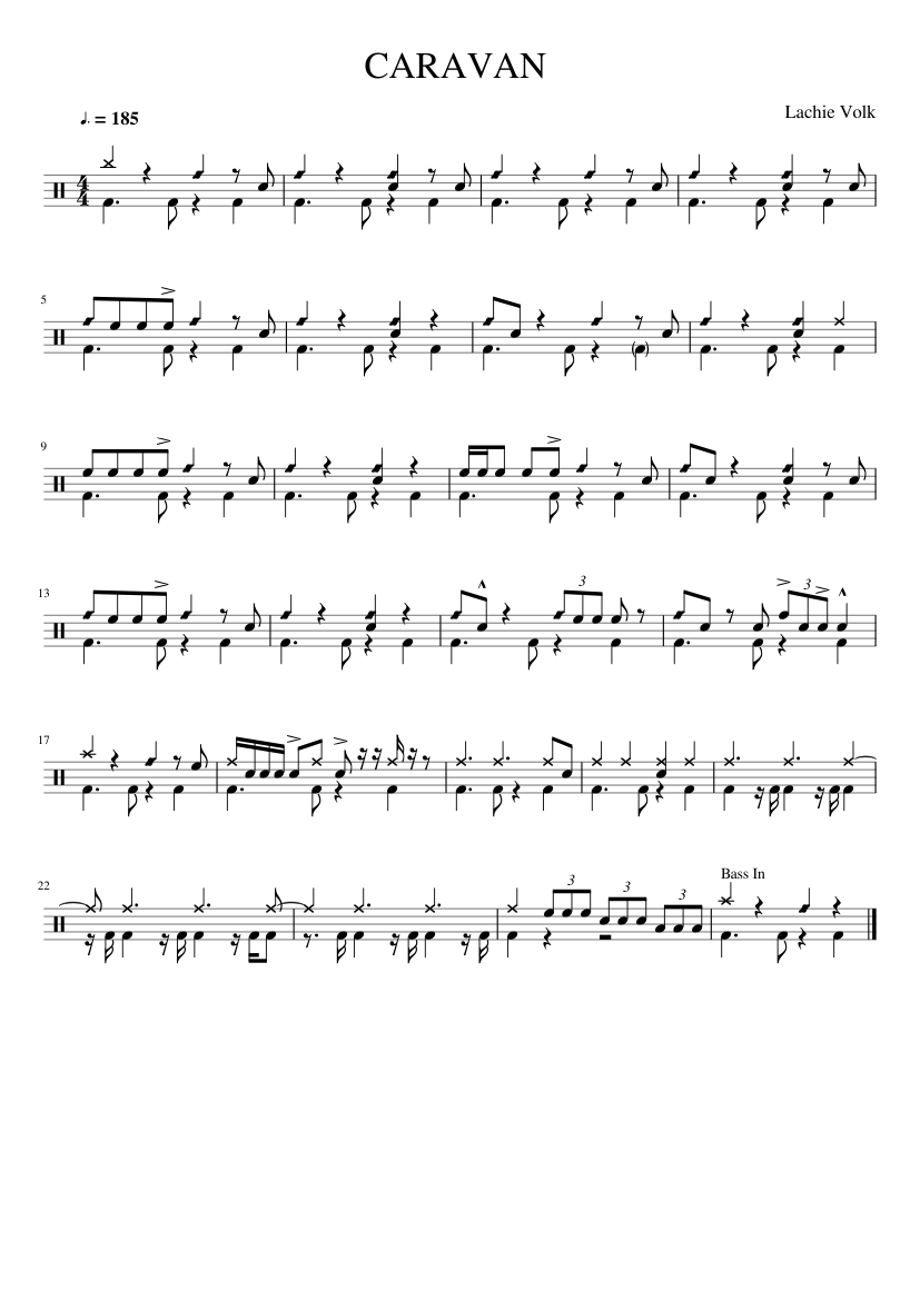 CARAVAN Whiplash Intro Solo DRUMS Sheet music for Drum group (Solo) |  Musescore.com