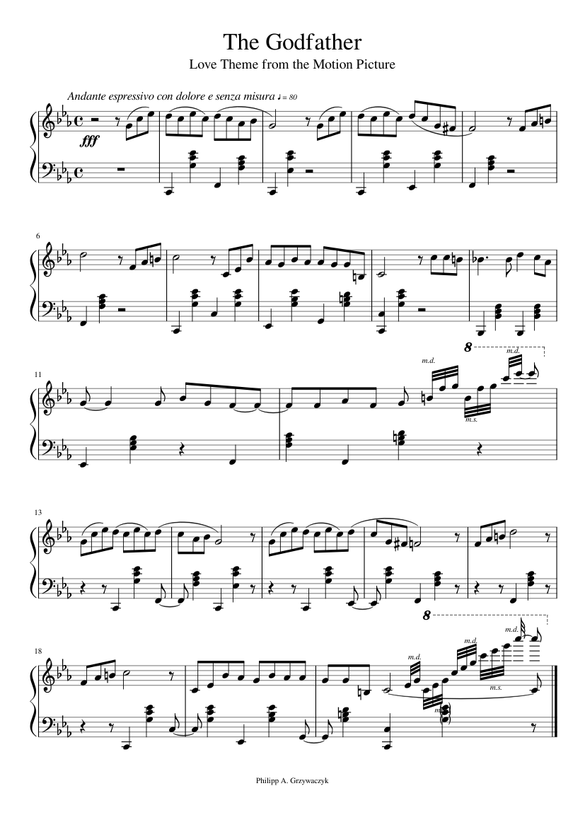 The Godfather Sheet Music For Piano Solo Musescore Com