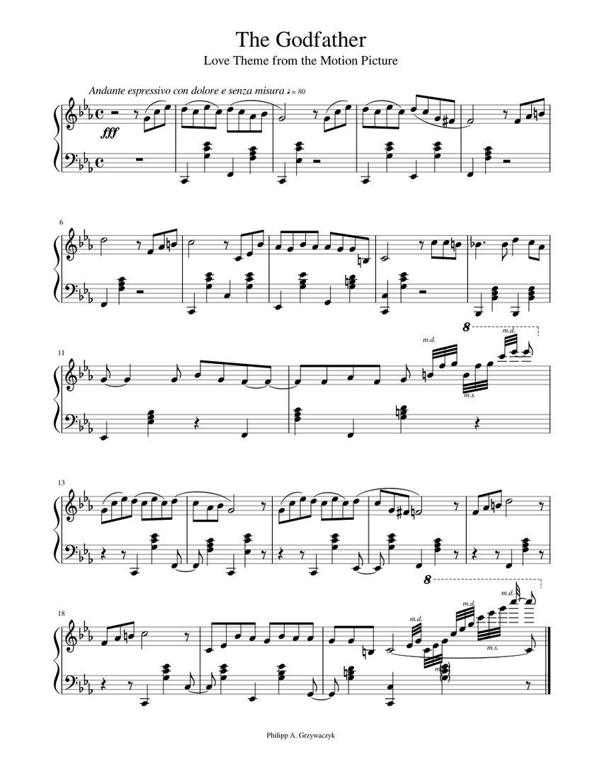 The Godfather Sheet Music For Piano Solo Musescore Com