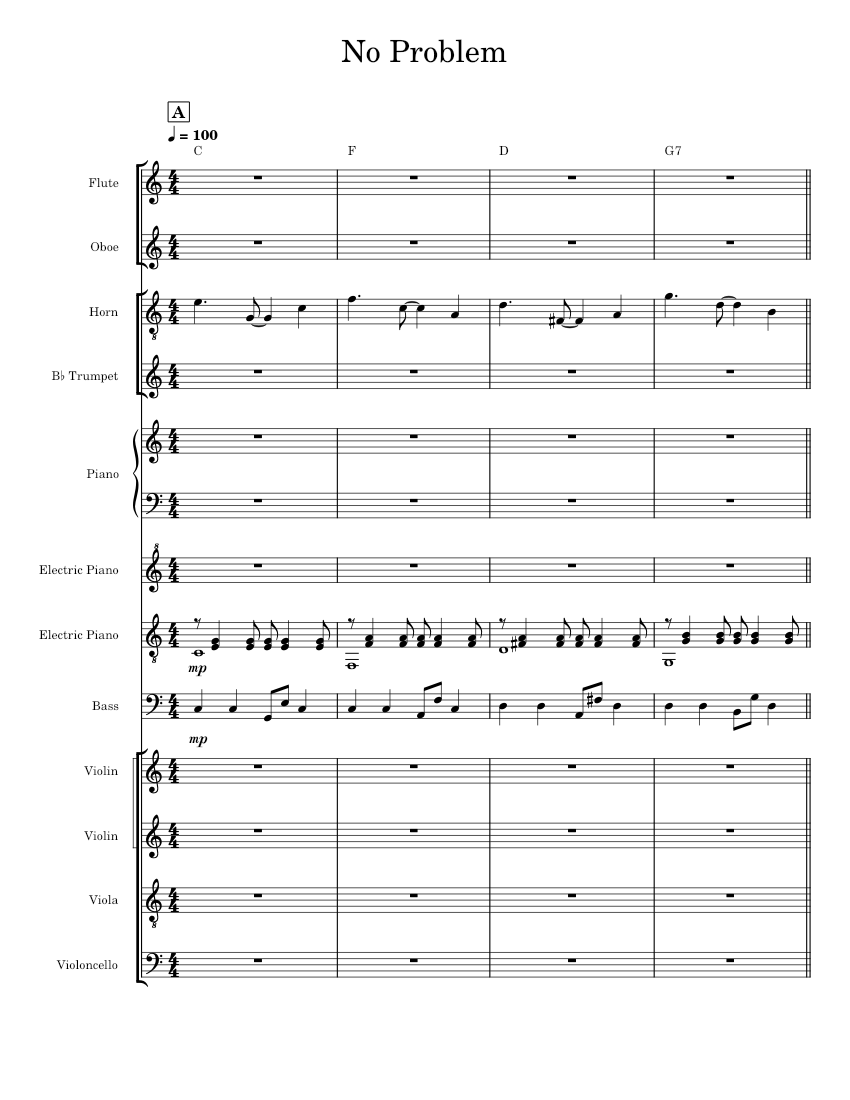 No Problem Dave Moorman Sheet music for Piano, Bass voice, Flute