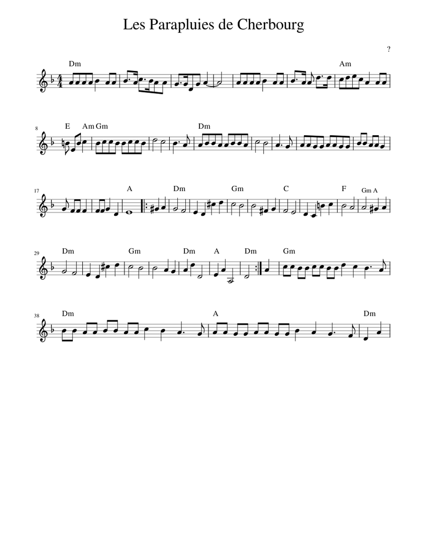 Les Parapluies de Cherbourg Sheet music for Piano (Solo) | Musescore.com