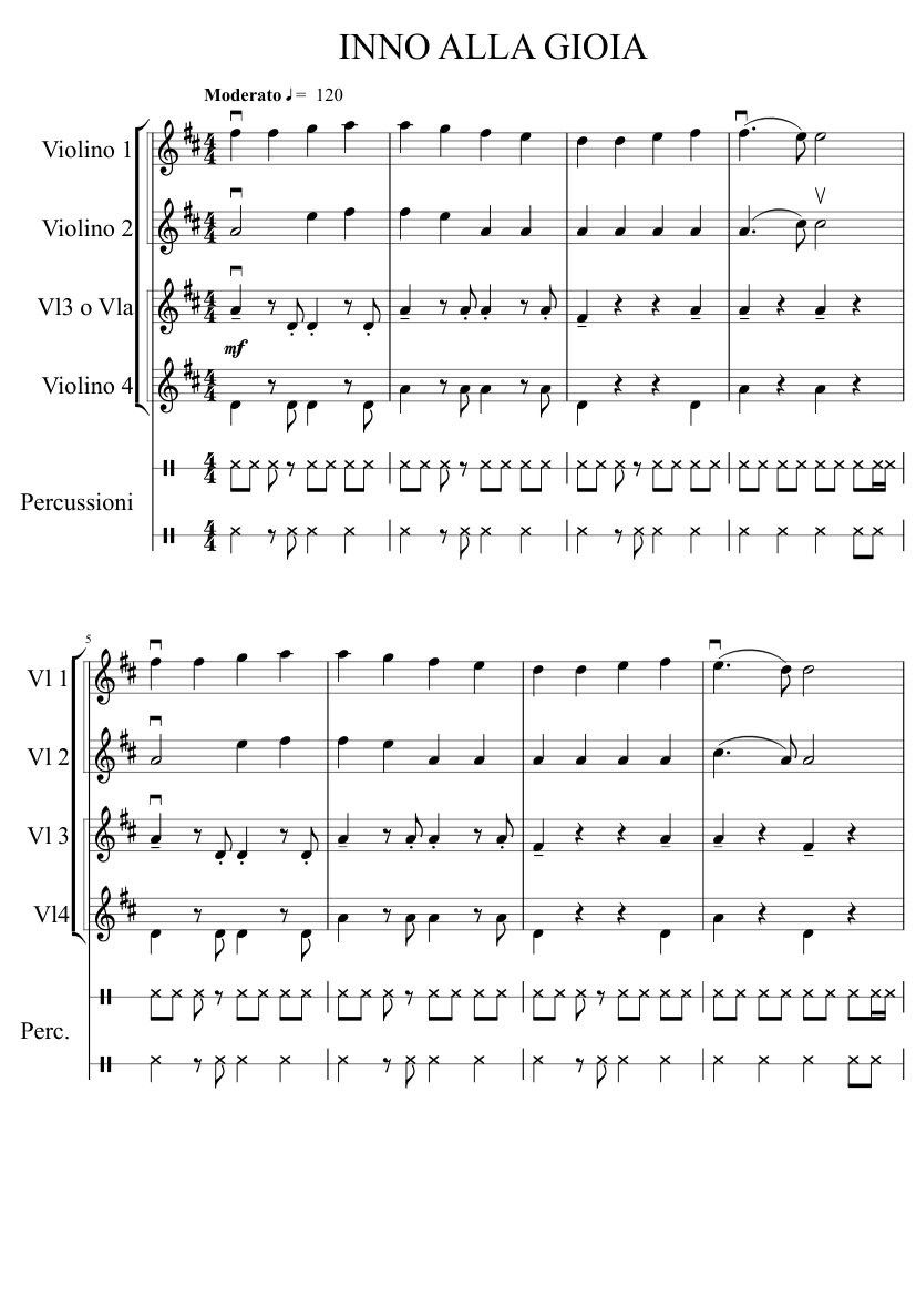 Inno alla gioia Sheet music for Violin (String Duet) | Musescore.com