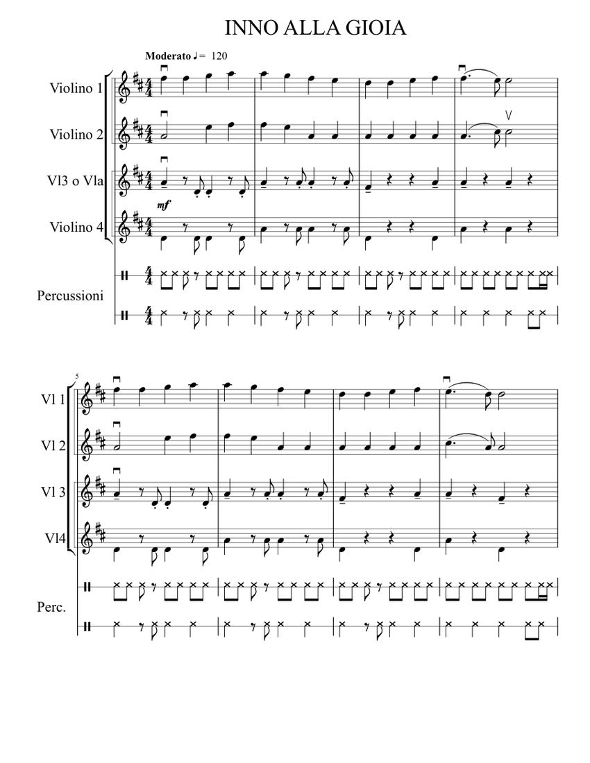 Inno Alla Gioia Sheet Music For Violin String Duet Musescore Com
