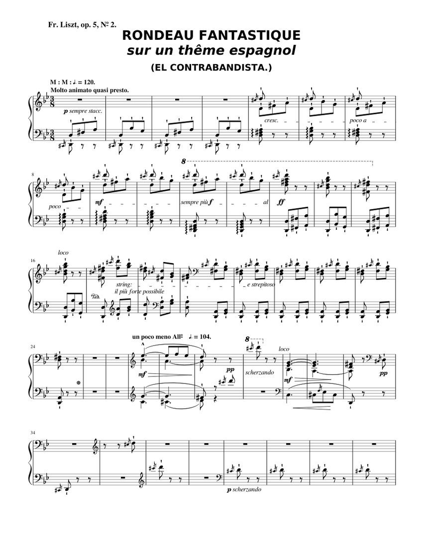 Liszt El Contrabandista Sheet Music For Piano Solo Musescore Com