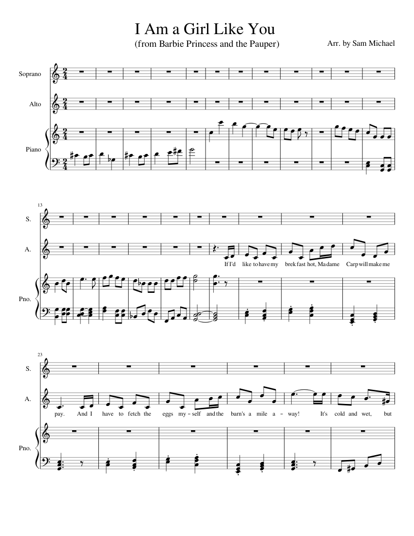 I Am a Girl Like You Sheet music for Piano, Soprano, Alto (Mixed Trio) |  Musescore.com