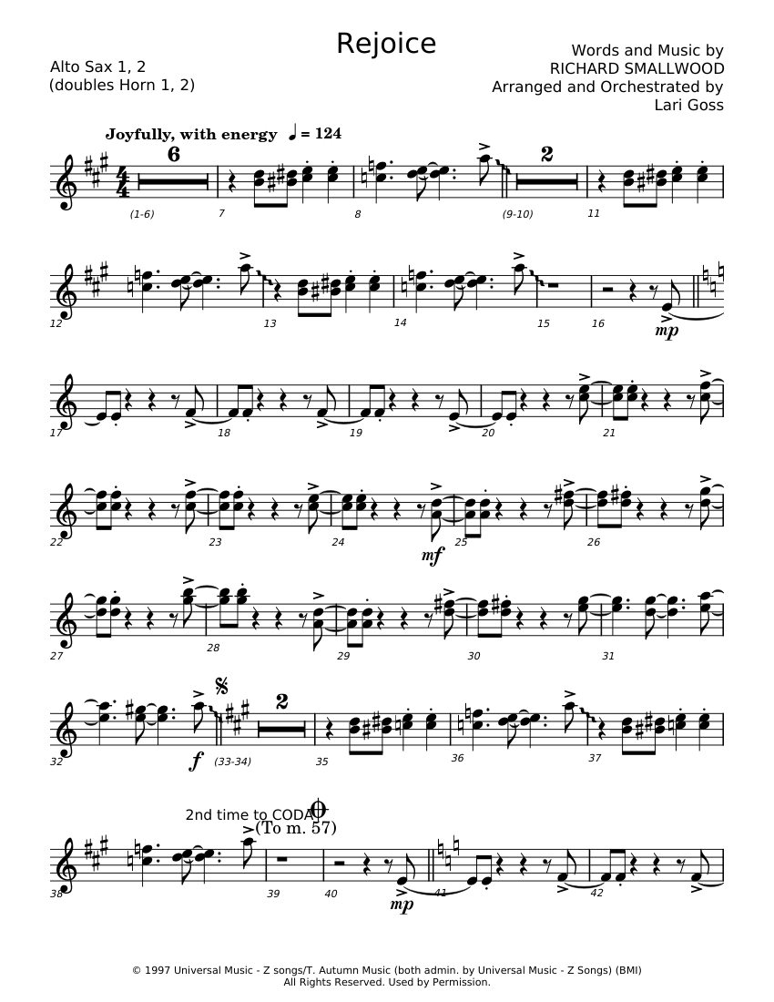 Rejoice - Richard Smallwood Sheet music for Saxophone alto (Solo) | Musescore.com