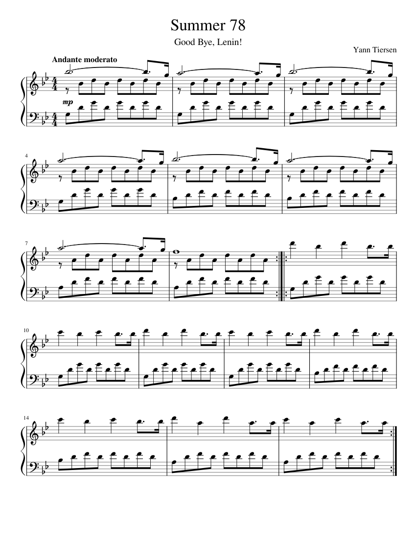 Summer 78 Sheet Music For Piano Solo Musescore Com Where are you now / can't you see me / where are you now / can't you hear me / falling, trying / searching, losing / falling, trying / searching, losing / where is this land / we'. summer 78 sheet music for piano solo