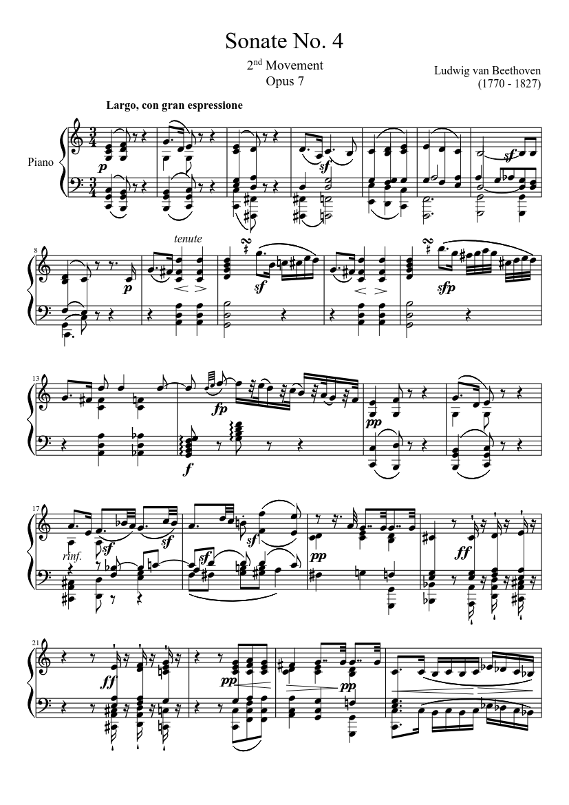 Sonate No. 4, 2nd Movement Sheet music for Piano (Solo) | Musescore.com