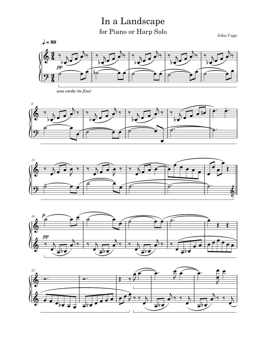 In a Landscape - John Cage Sheet music for Piano (Solo) Easy