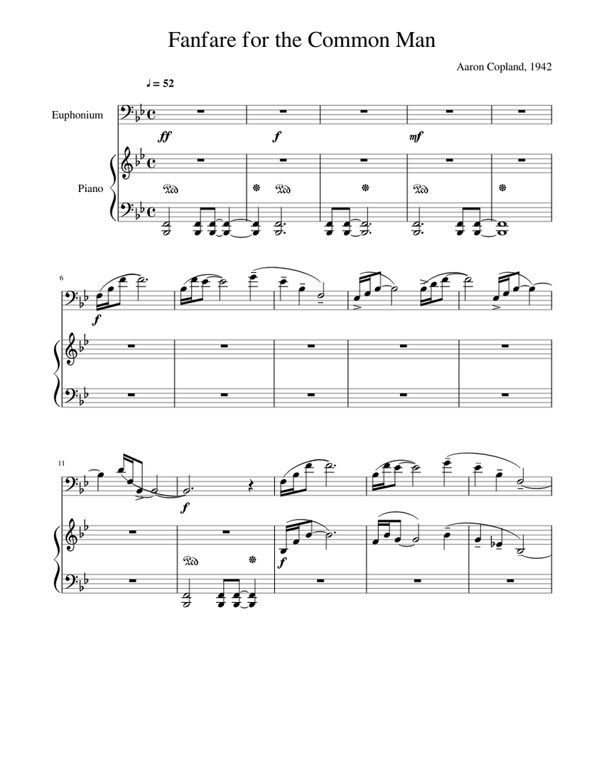 Fanfare For The Common Man Sheet Music For Piano Solo Musescore Com