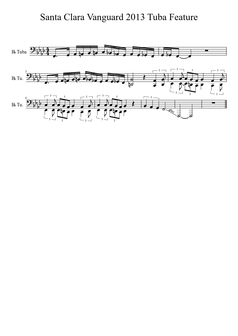 Santa Clara Vanguard 2013 Tuba Feature Sheet Music For Tuba Solo Musescore Com