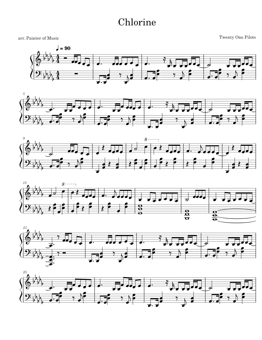 Chlorine Twenty One Pilots Sheet music for Piano (Solo)