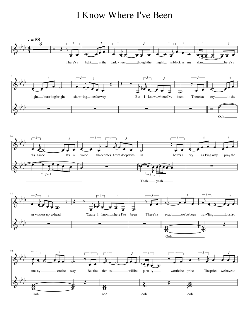 I Know Where I've Been Sheet Music For Vocals (Choral) | Musescore.com