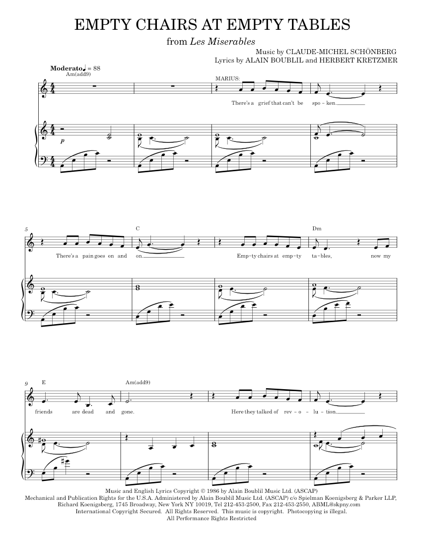 Play Official version of Empty Chairs At Empty Tables (from Les ...