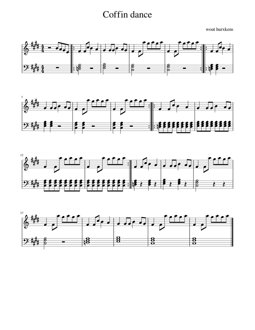 Coffin dance Sheet music for Piano (Solo) | Musescore.com