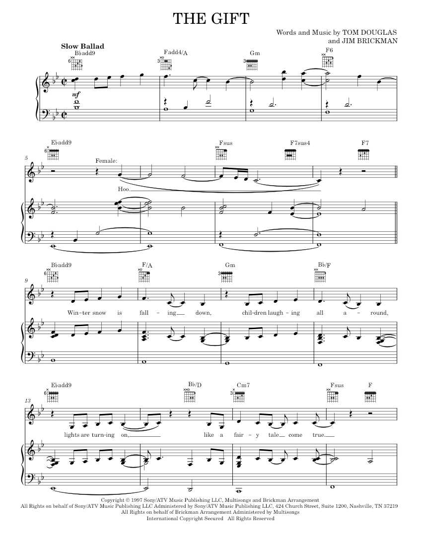 Play Official version of The Gift Sheet Music by Collin Raye, Jim