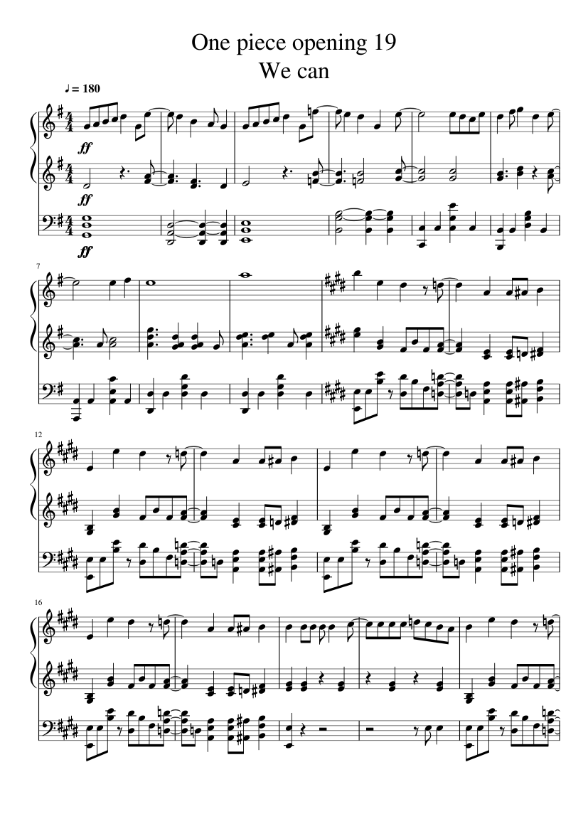 We can-one piece Sheet music for Piano (Solo) | Musescore.com