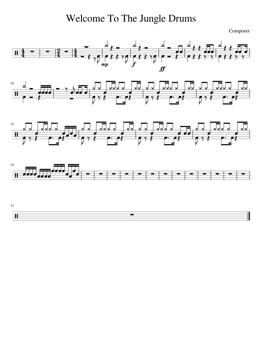 To The Jungle Drums *Unfinished* Sheet music for Drum group