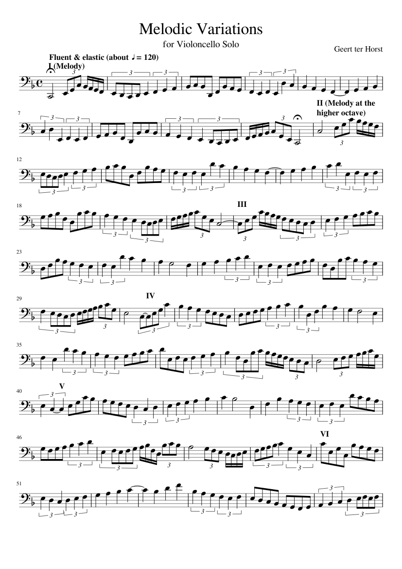 Melodic Variations for Violoncello Solo