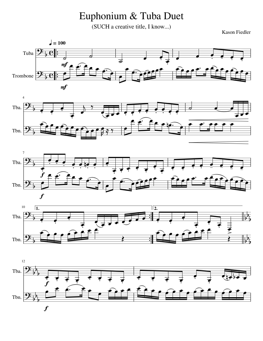 Euphonium__Tuba_Duet Sheet music for Trombone, Tuba (Brass Duet ...
