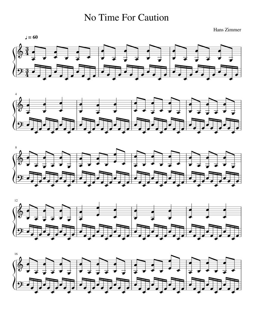 No Time For Caution Solo Piano Sheet Music For Piano Solo Musescore Com