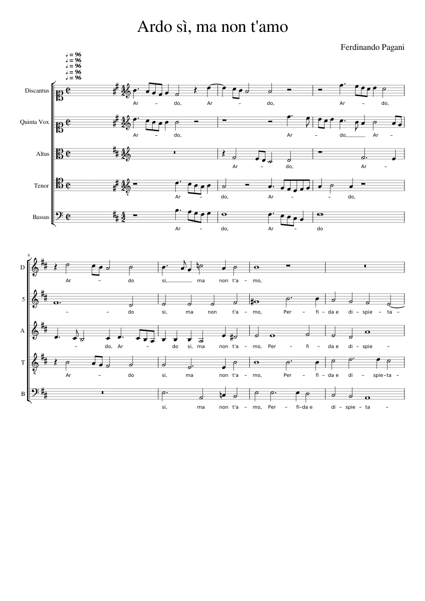 Ardo sì ma non t'amo