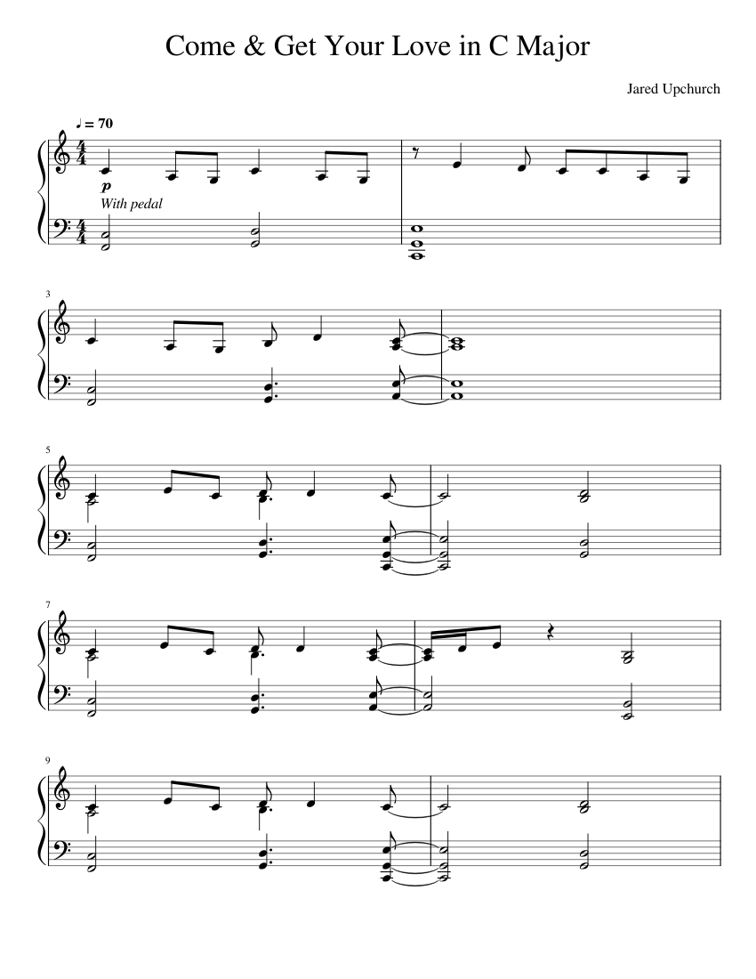 Come & Get Your Love Piano