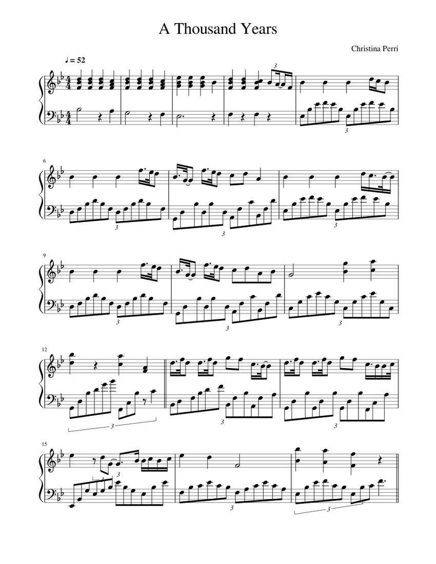 A Thousand Years - piano Sheet music for Piano (Solo) | Musescore.com