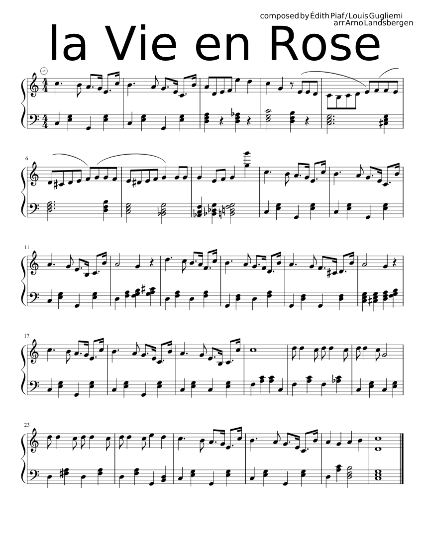 la Vie en Rose Sheet music for Piano (Solo) | Musescore.com