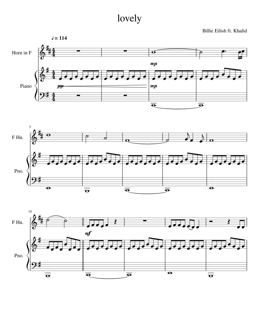 lovely French Horn Sheet music for Piano, French horn (Solo) | Musescore.com