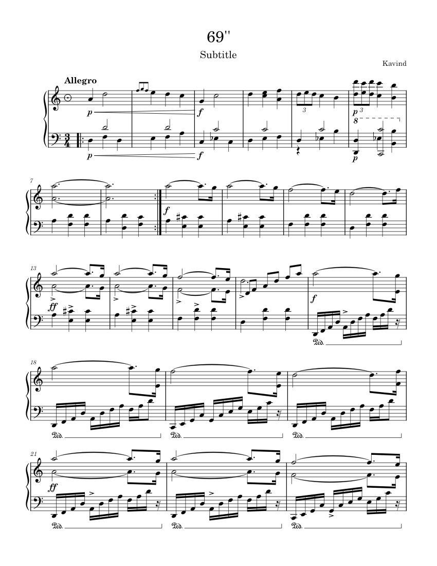 69'' Sheet music for Piano (Solo) | Musescore.com