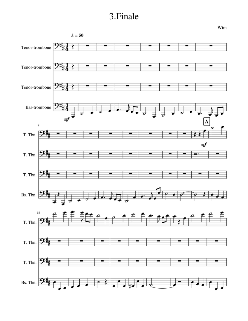 3.Finale Sheet music for Trombone tenor, Trombone bass (Mixed Quartet ...