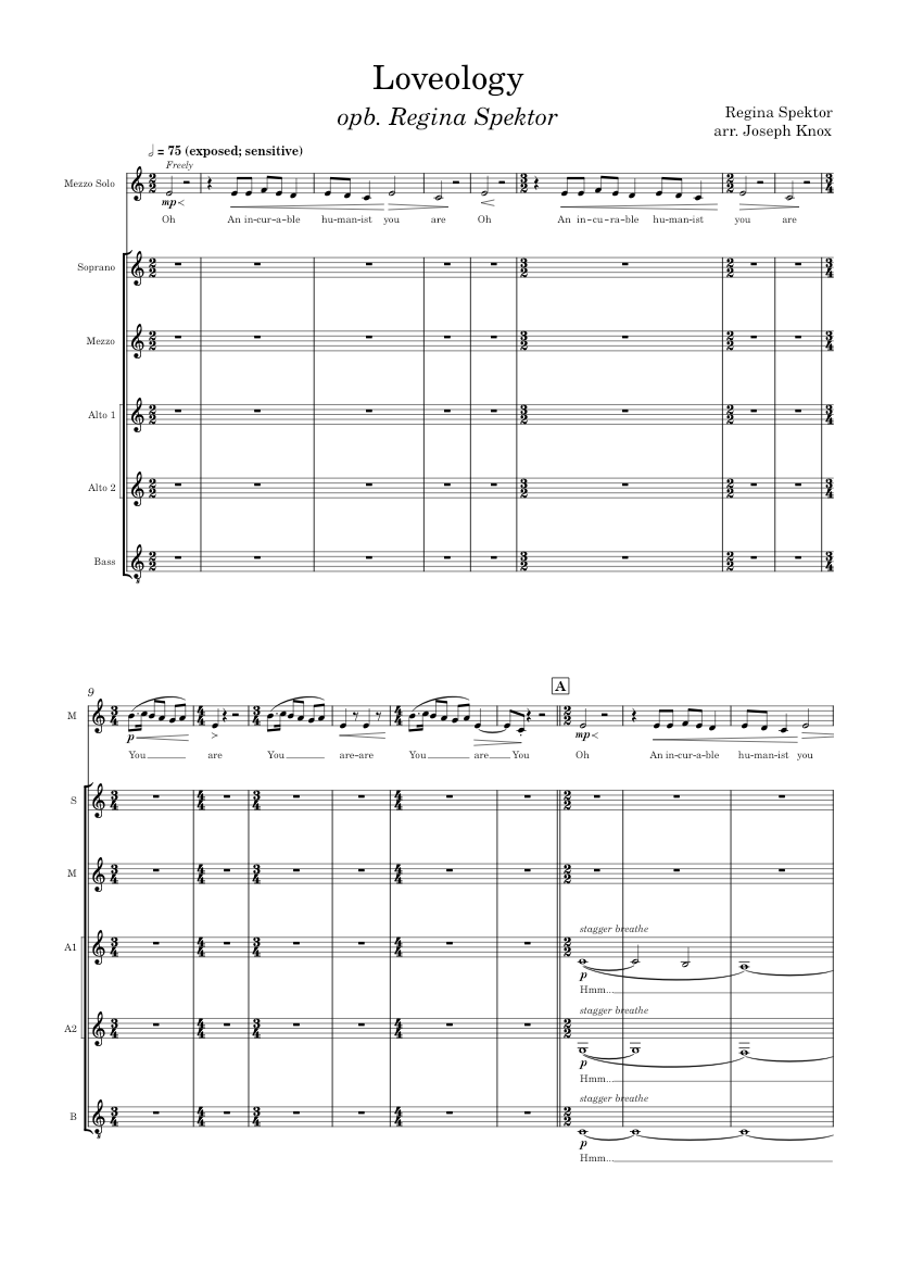 Loveology Regina Spektor (SSAA A Capella) Sheet music for Soprano,
