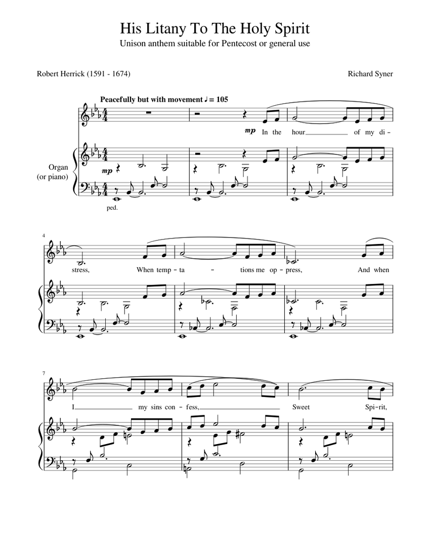 His Litany To The Holy Spirit Sheet music for Piano,