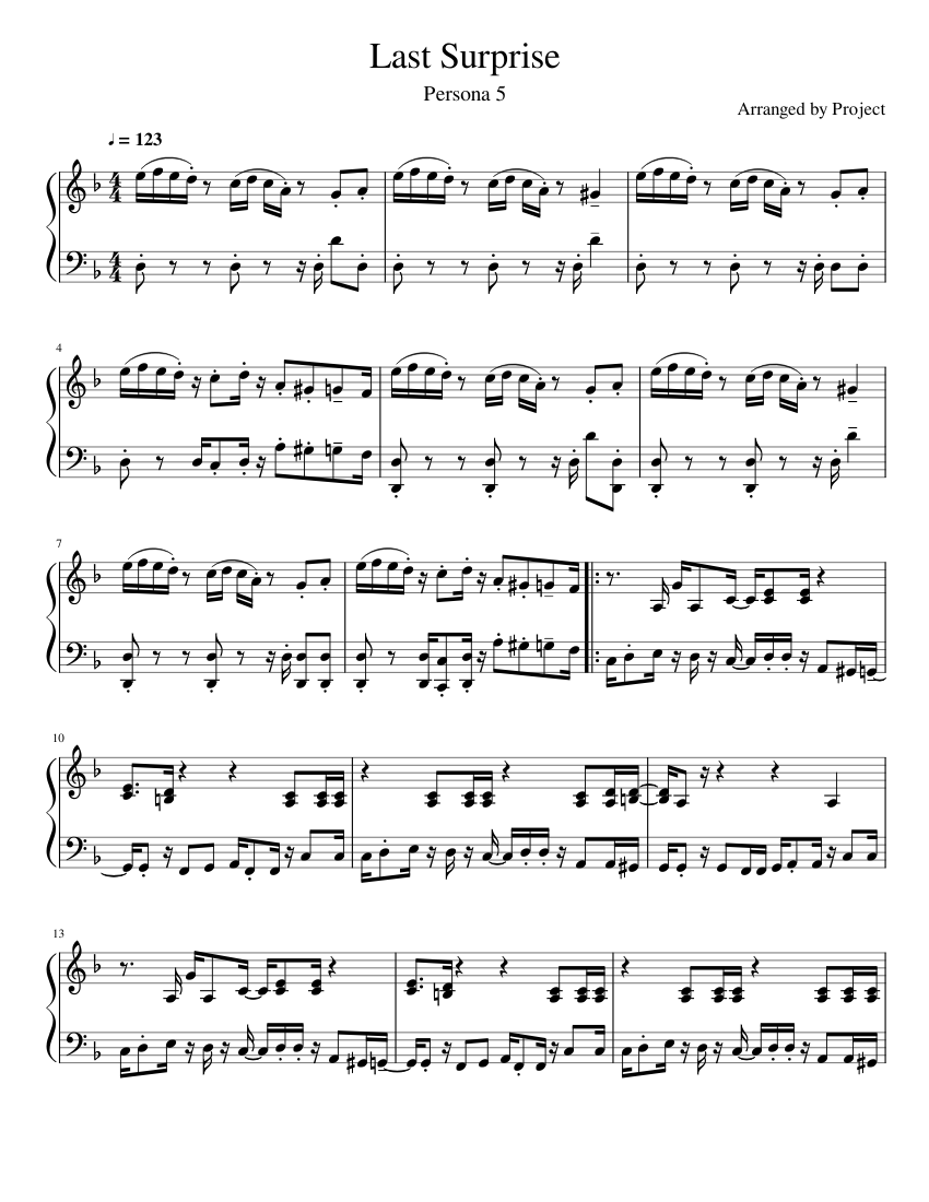Last Surprise - Persona 5 Sheet music for Piano (Solo) | Musescore.com