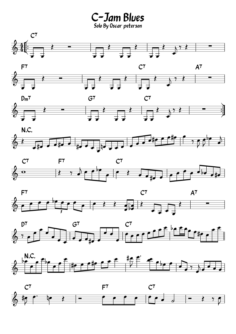 C-Jam Blues Sheet music for Piano (Solo) Easy | Musescore.com