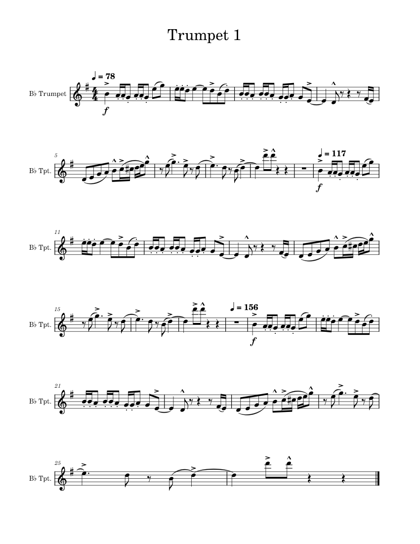 Trumpet 1 Sheet Music For Trumpet In B-flat (Solo) | Musescore.com