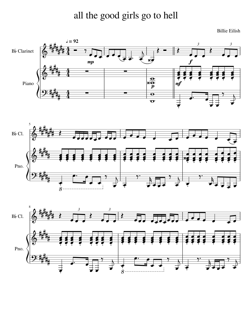 all the good girls go to hell Sheet music for Piano,