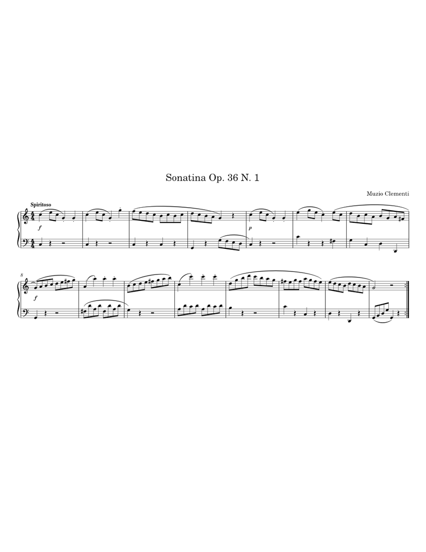 Clementi - Sonatina in C major Op. 36 N. 1 Sheet music for Piano (Solo ...