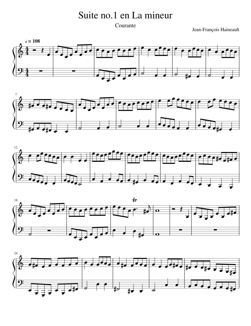 Suite no. en La mineur Courante