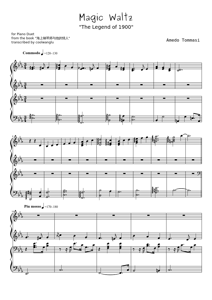 マジック・ワルツ 楽譜 ピアノ (ピアノデュオ) | MuseScore.com